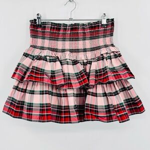 American Girl Doll Plaid Ruffle Skirt - Red and Pink 14